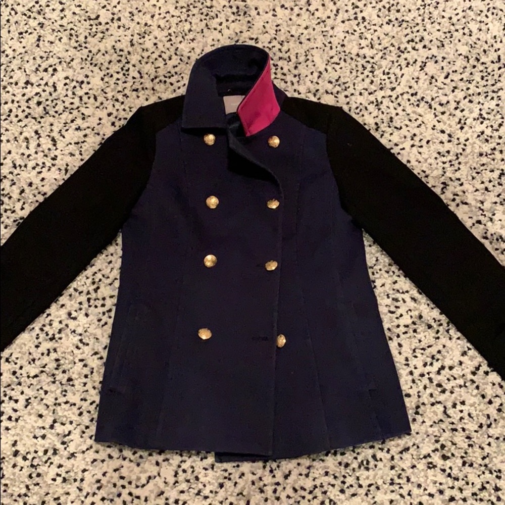 Banana Republic Navy/ Black/ Pink Pea Coat